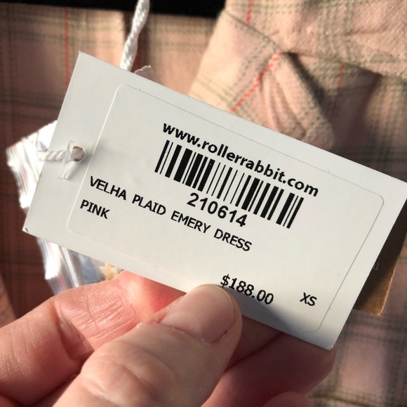 Roller Rabbit peach plaid light-weight flannel belted Emery dress. - Picture 6 of 7